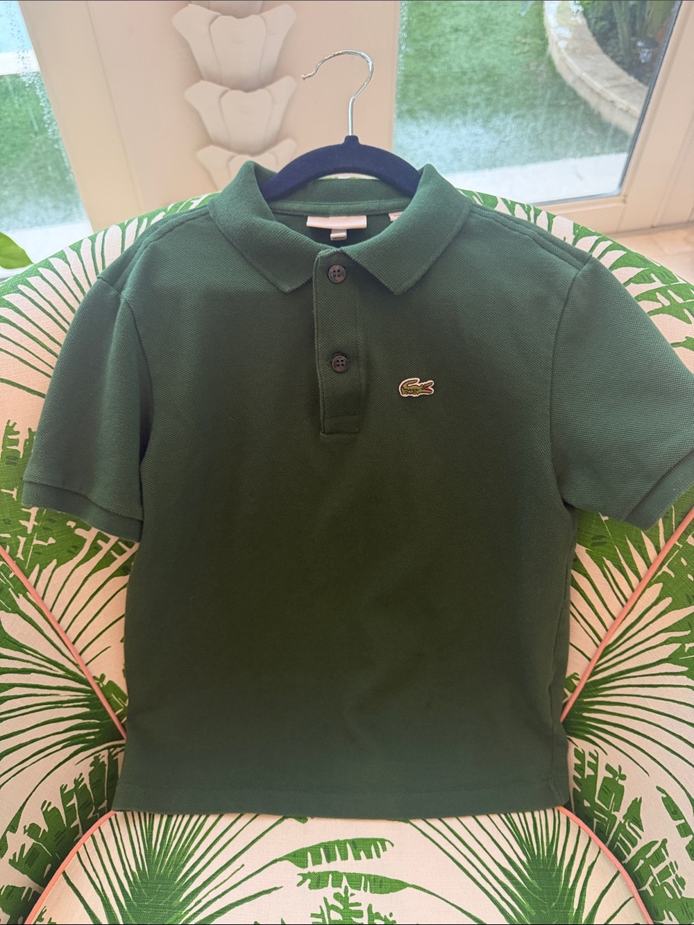 Lacoste Green Boys Pique Polo with Croc Logo